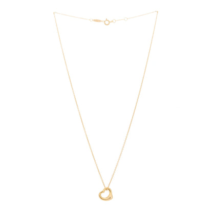 Tiffany 18K Yellow Gold 11mm Elsa Peretti Open Heart Pendant Necklace 3 of 8