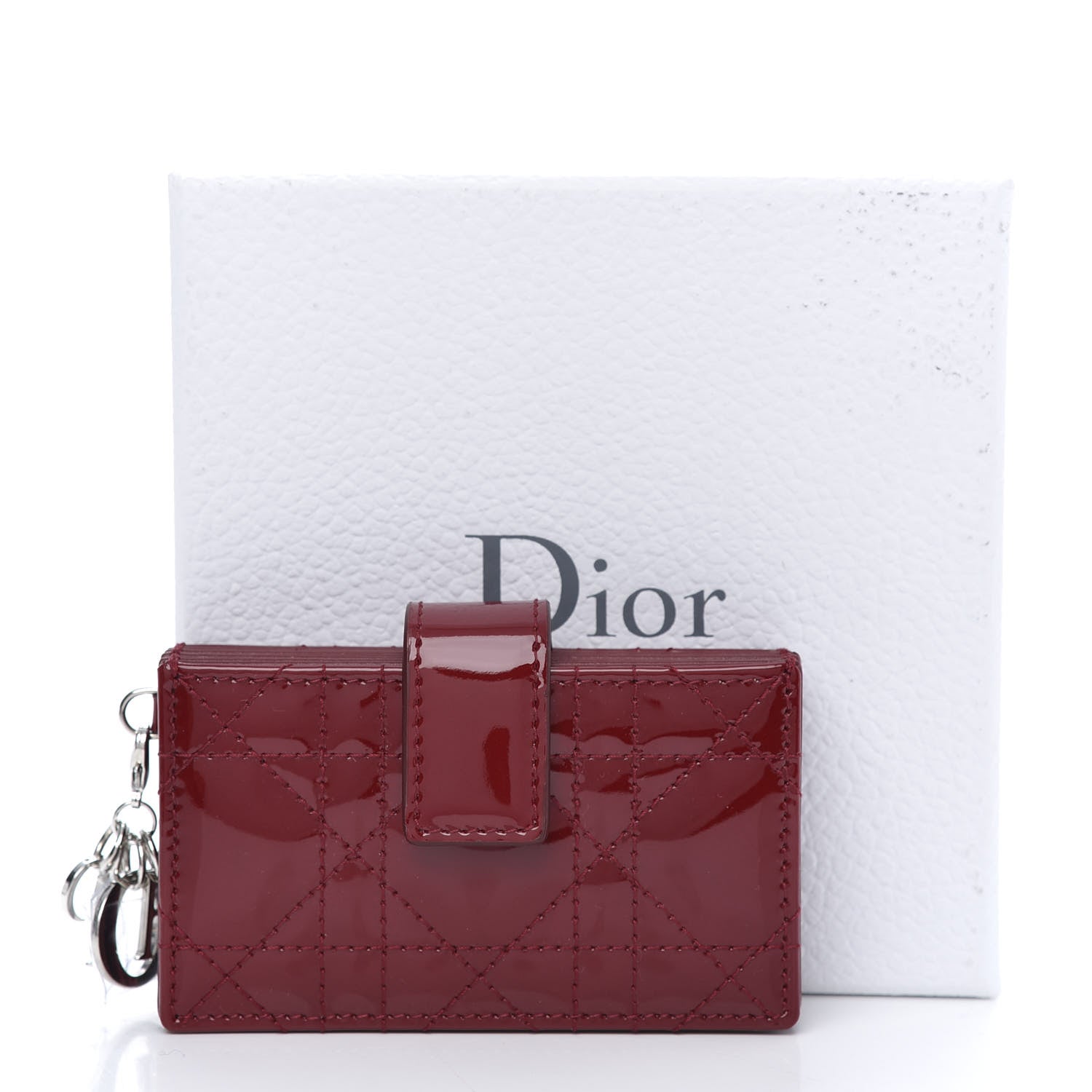 Christian Dior Patent Cannage Lady Dior 5-Gusset Card Holder Scarlet 7 of 7