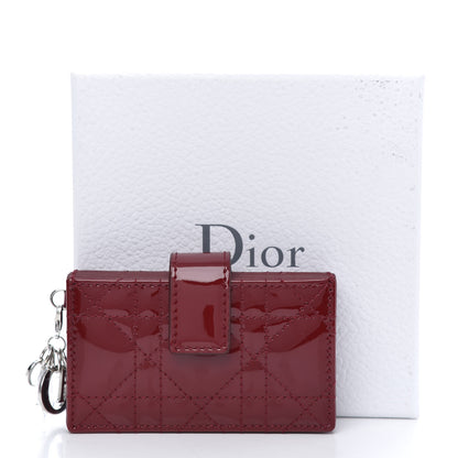 Christian Dior Patent Cannage Lady Dior 5-Gusset Card Holder Scarlet 7 of 7
