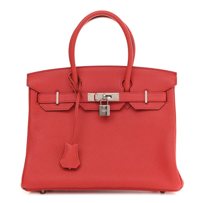 Hermes Taurillon Clemence Birkin 30 Rouge Pivoine 1 of 10
