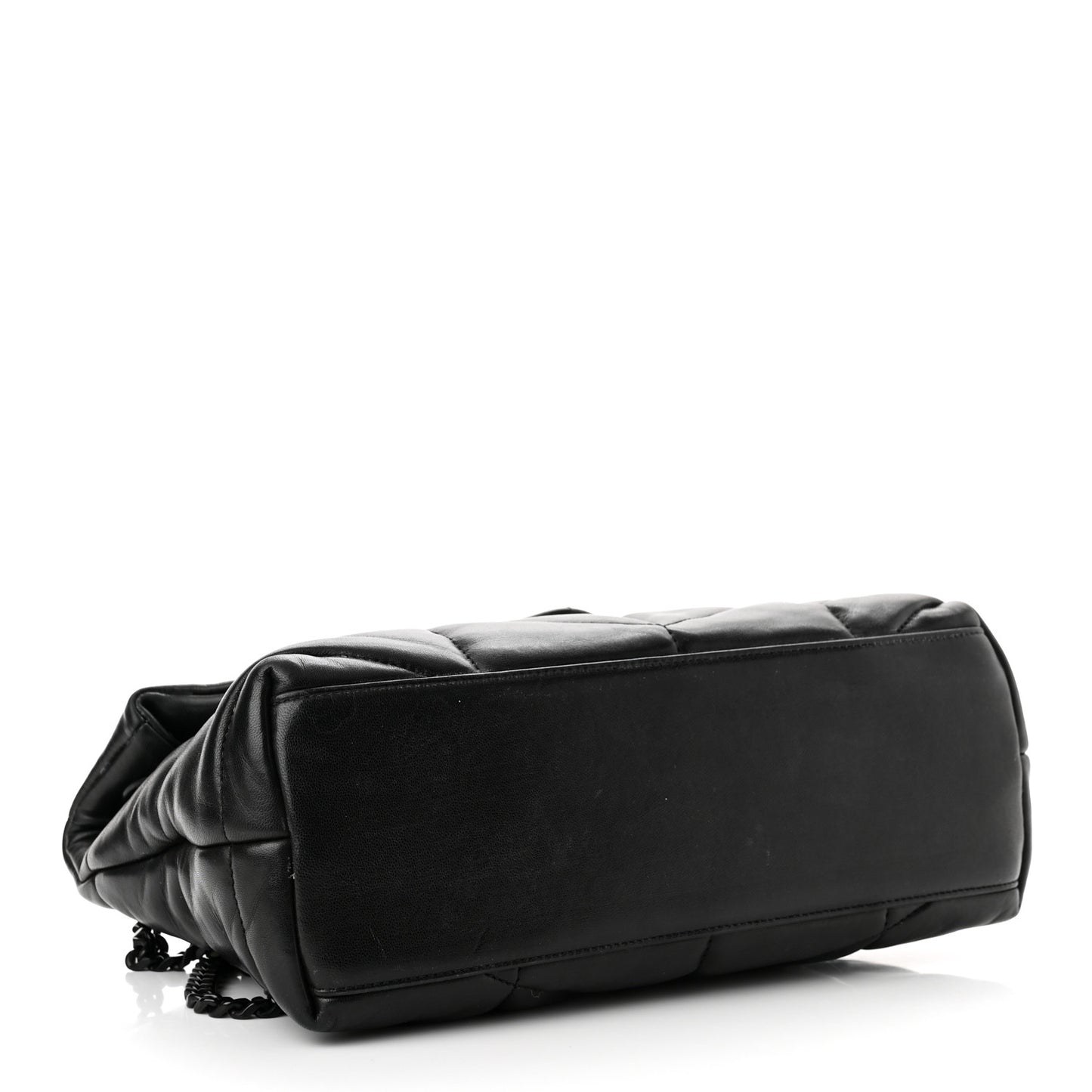 Lambskin Quilted Small Loulou Puffer Monogram Chain Satchel Black