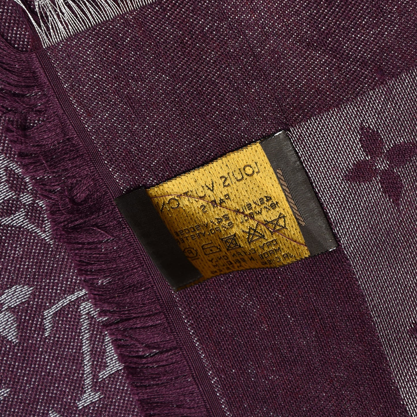 Silk Lurex Wool Monogram Shine Shawl Amarante