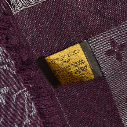 Louis Vuitton Silk Lurex Wool Monogram Shine Shawl Amarante 5 of 8