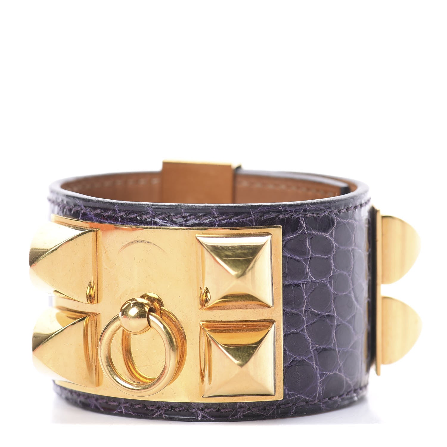 Hermes Shiny Alligator Collier De Chien CDC Bracelet S Amethyst 1 of 3