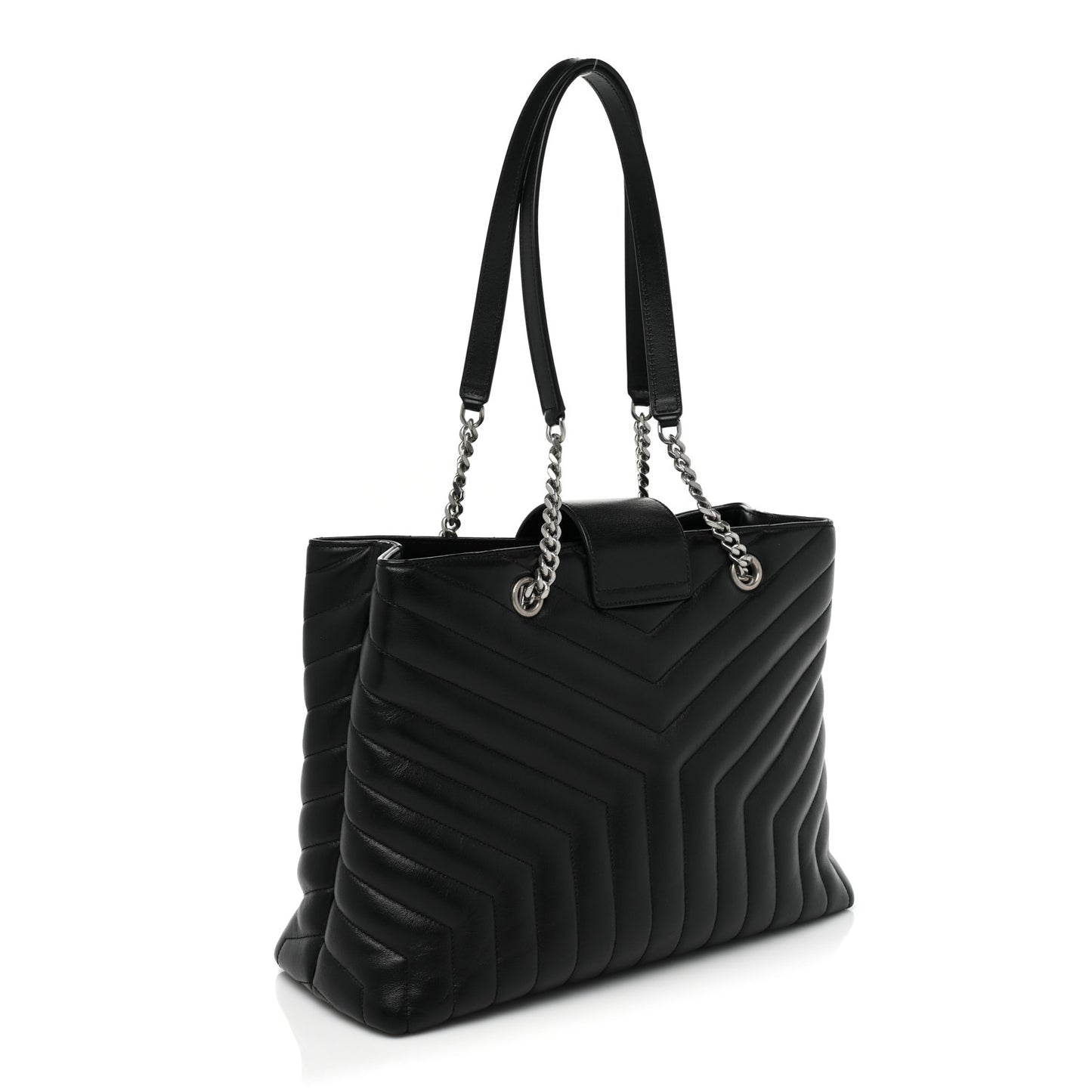 Calfskin Y Quilted Monogram Large Loulou Shopper Black