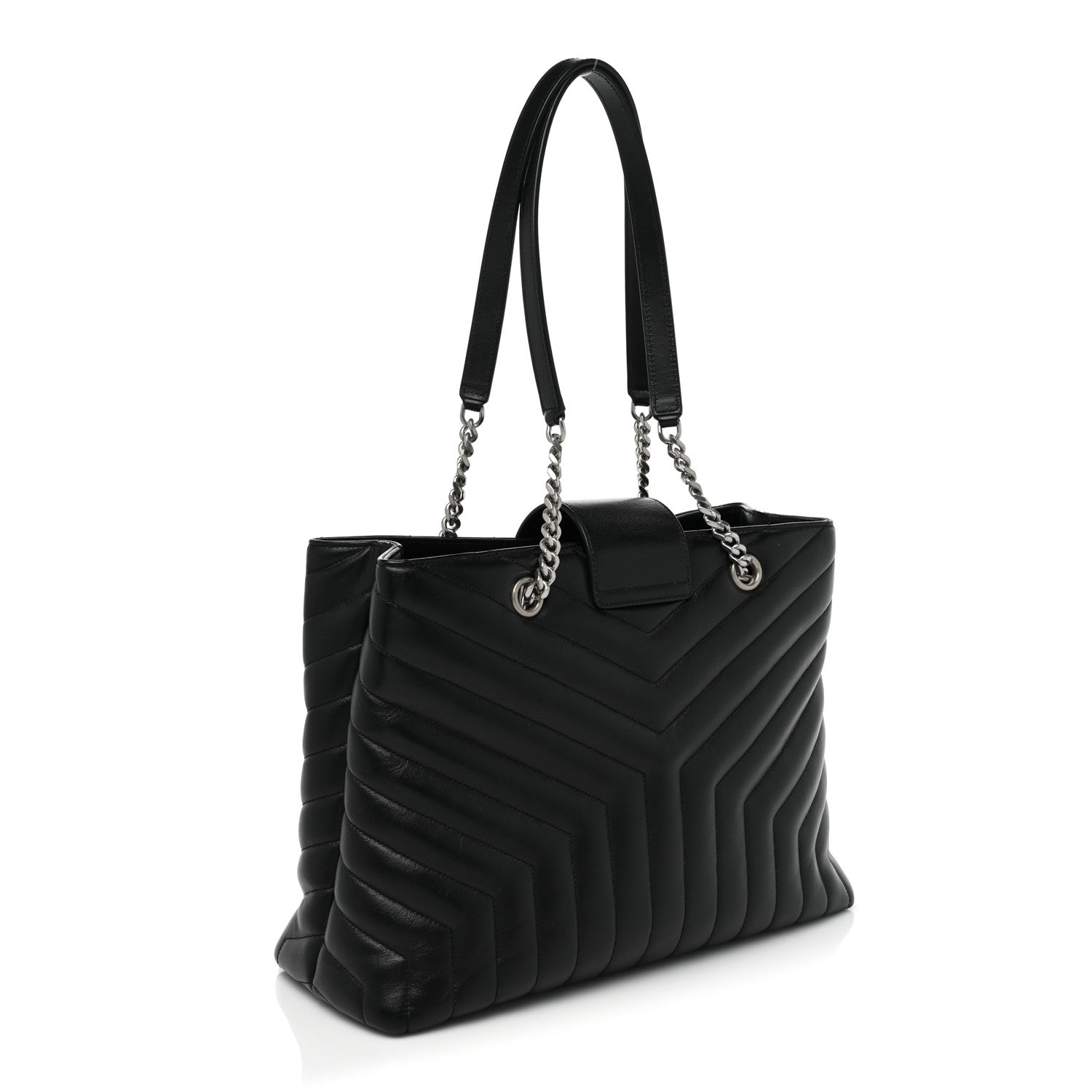Saint Laurent Calfskin Y Quilted Monogram Large Loulou Shopper Black 2 of 10