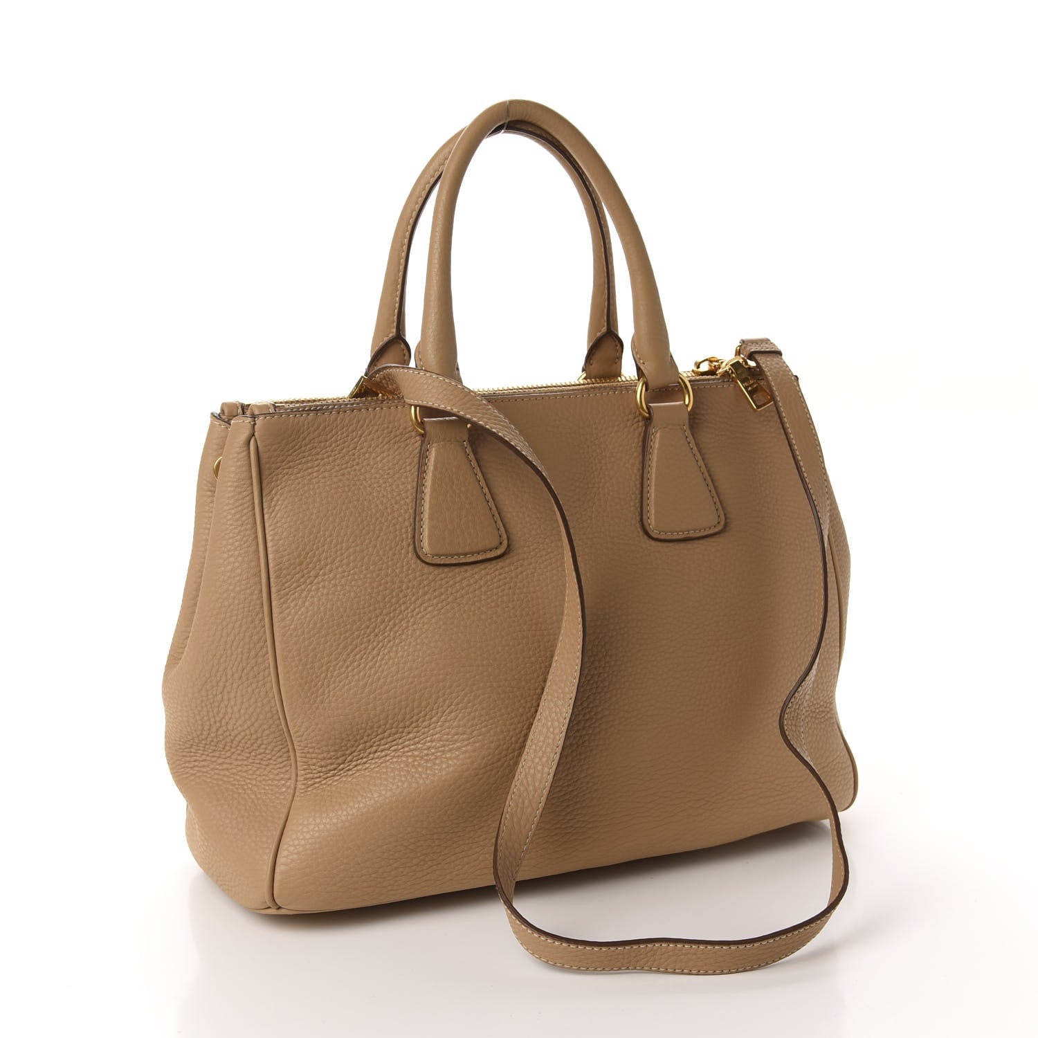 Prada Vitello Daino Large Double Zip Tote Sughero 3 of 10