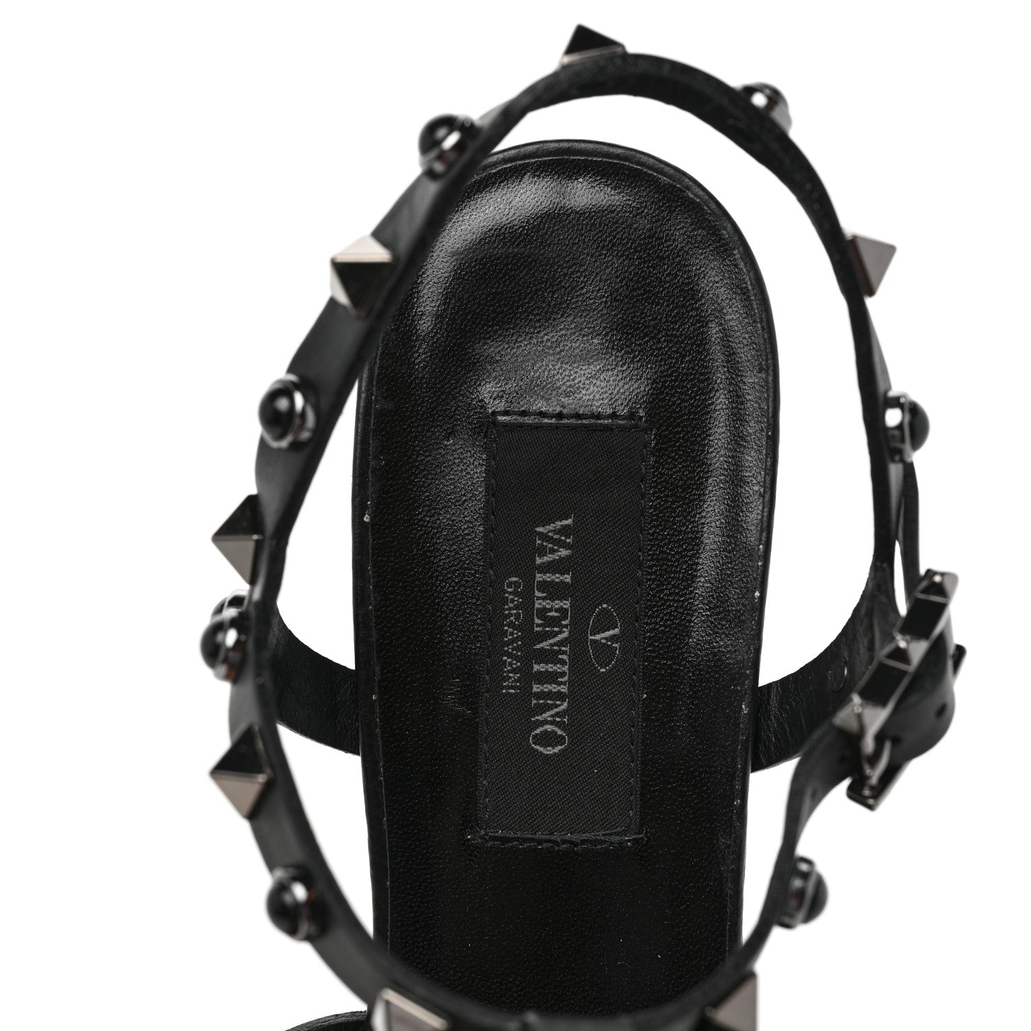 Valentino Garavani Calfskin Onyx Rockstud Rolling 60mm Caged Sandals 38 Black 7 of 7