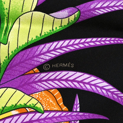 Hermes Silk La Marche Du Zambeze Scarf 90 Black Corail Vert 4 of 5