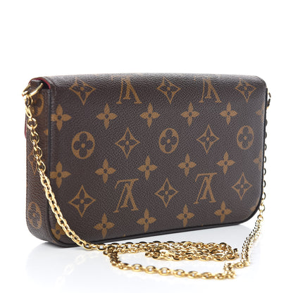 Louis Vuitton Monogram Pochette Felicie Chain Wallet Fuchsia 3 of 12