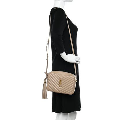 Saint Laurent Calfskin Matelasse Monogram Lou Camera Bag Dark Beige 2 of 15