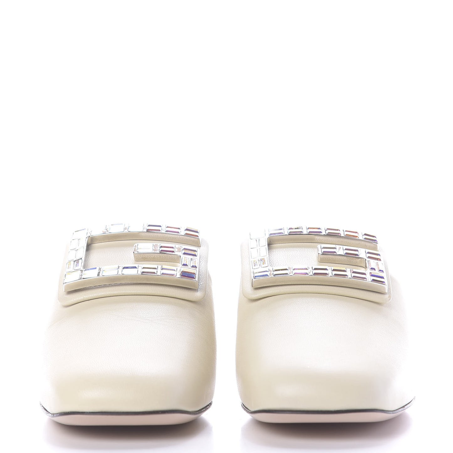 Malaga Kid Crystal Square G Madelyn Mules 38 Vintage White