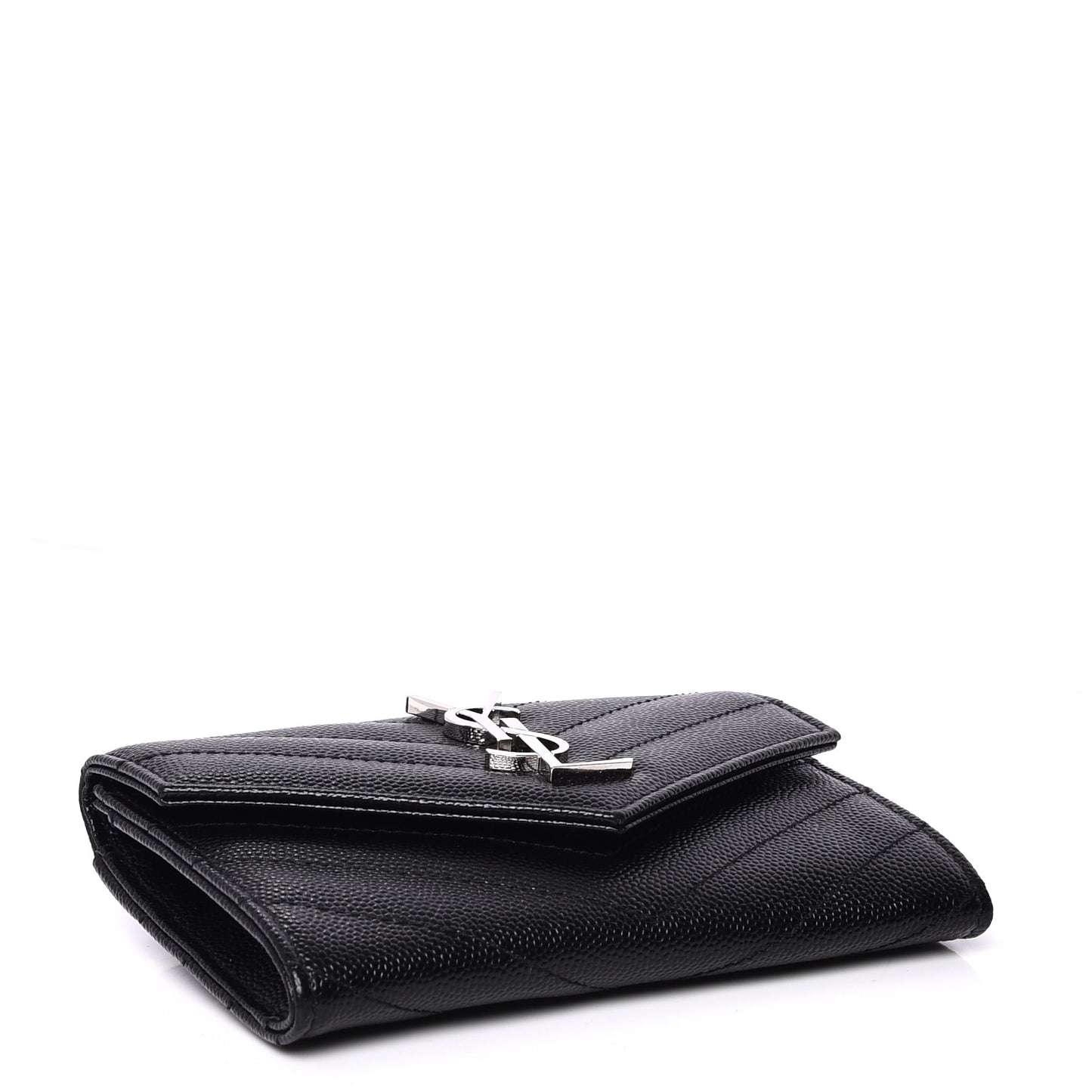 Grain De Poudre Matelasse Chevron Small Monogram Envelope Wallet Black