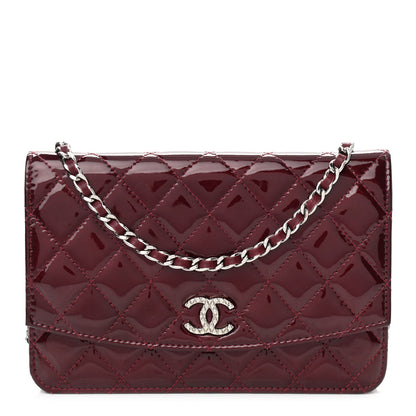 Chanel Patent Quilted Brilliant Wallet On Chain WOC Red 1 of 12