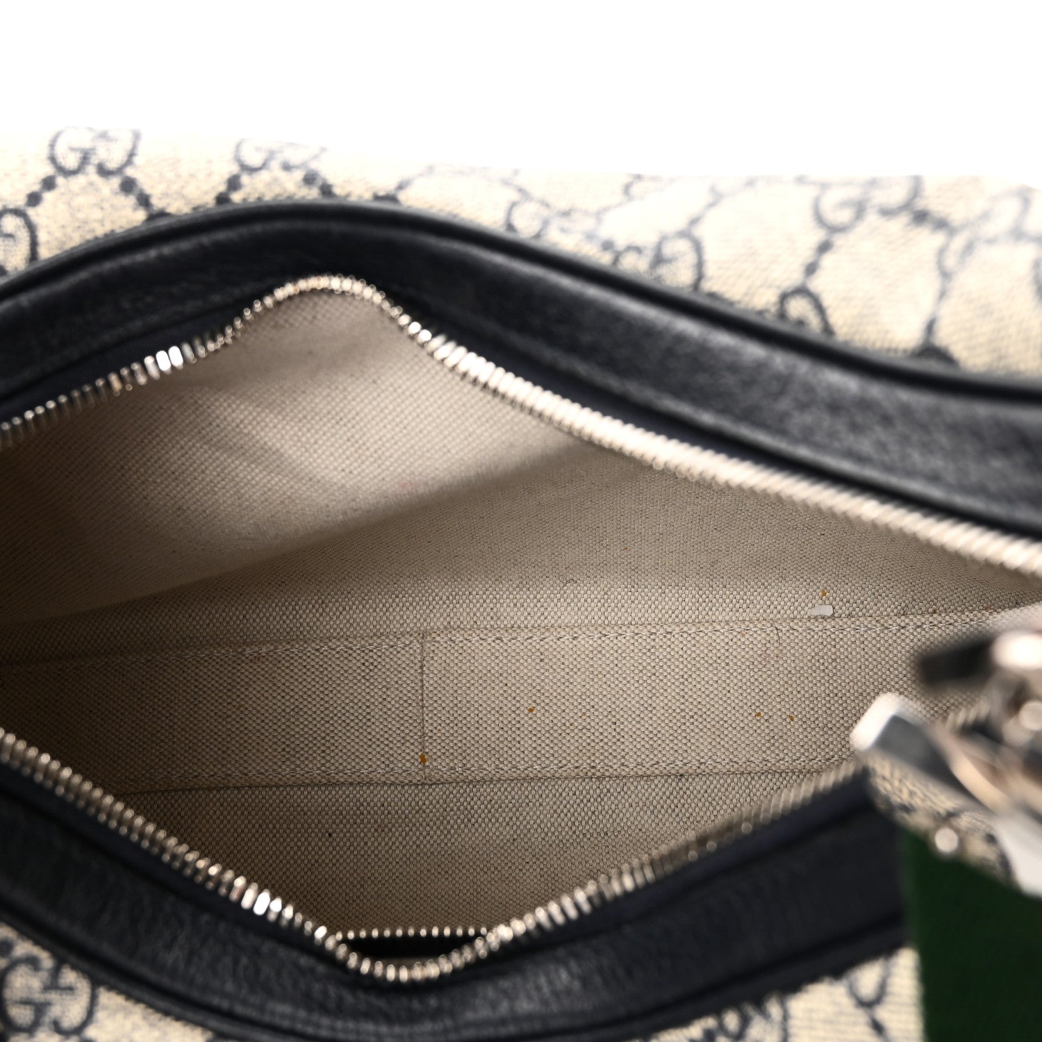 Gucci GG Supreme Monogram Textured Calfskin Web Large Attache Shoulder Bag Beige Blue 5 of 10