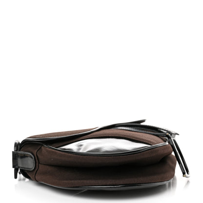 Christian Dior Canvas Patent Calfskin Saddle Bag Brown Black 4 of 13