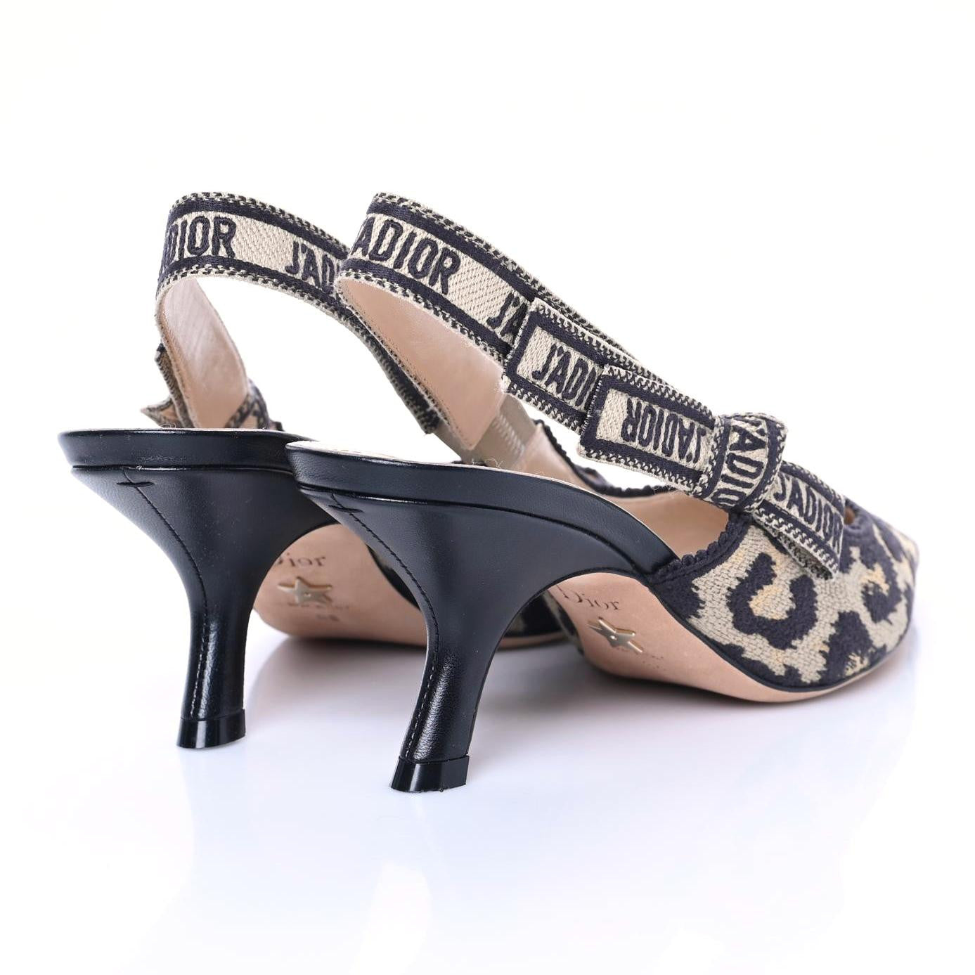 Mizza Cotton Ribbon Embroidered J'Adior Slingback 65mm Pumps 38 Natural