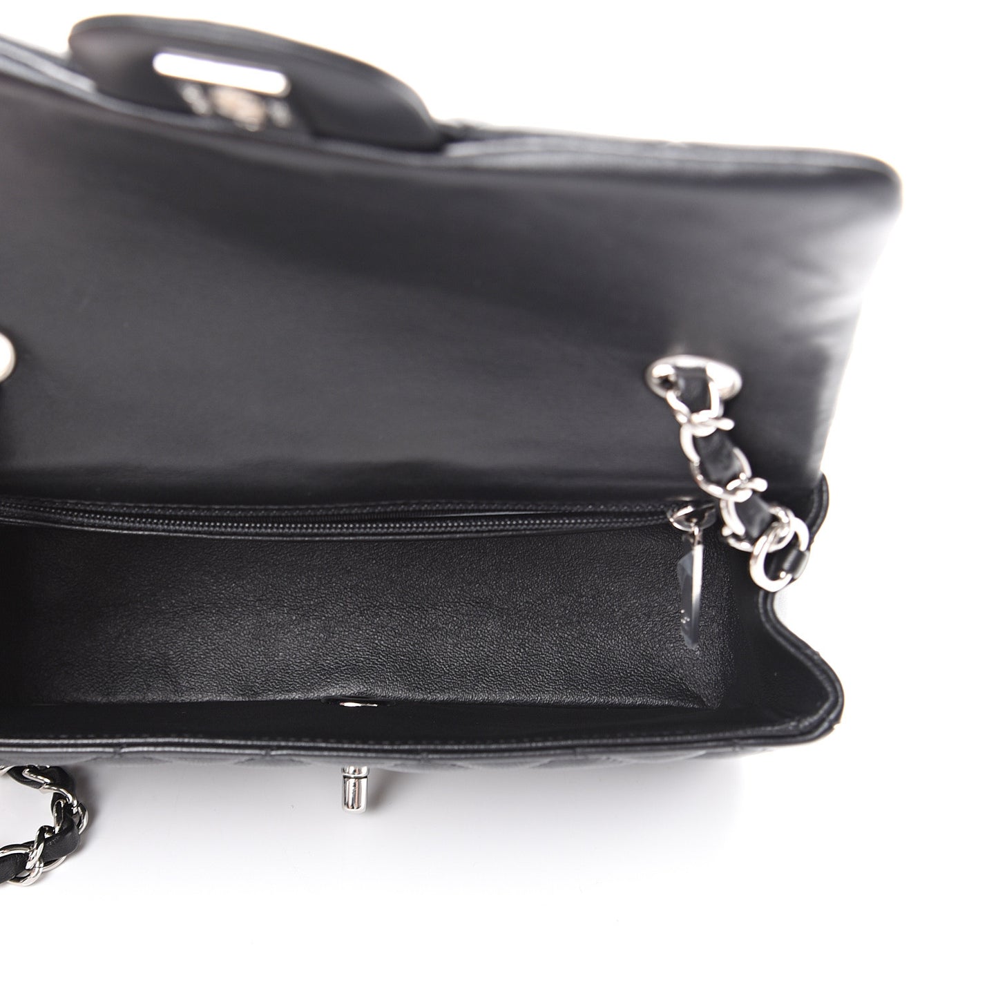 Lambskin Quilted Mini Rectangular Flap Black