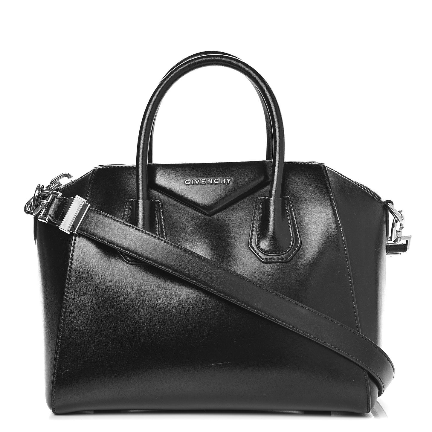 Shiny Lord Calfskin Small Antigona Black