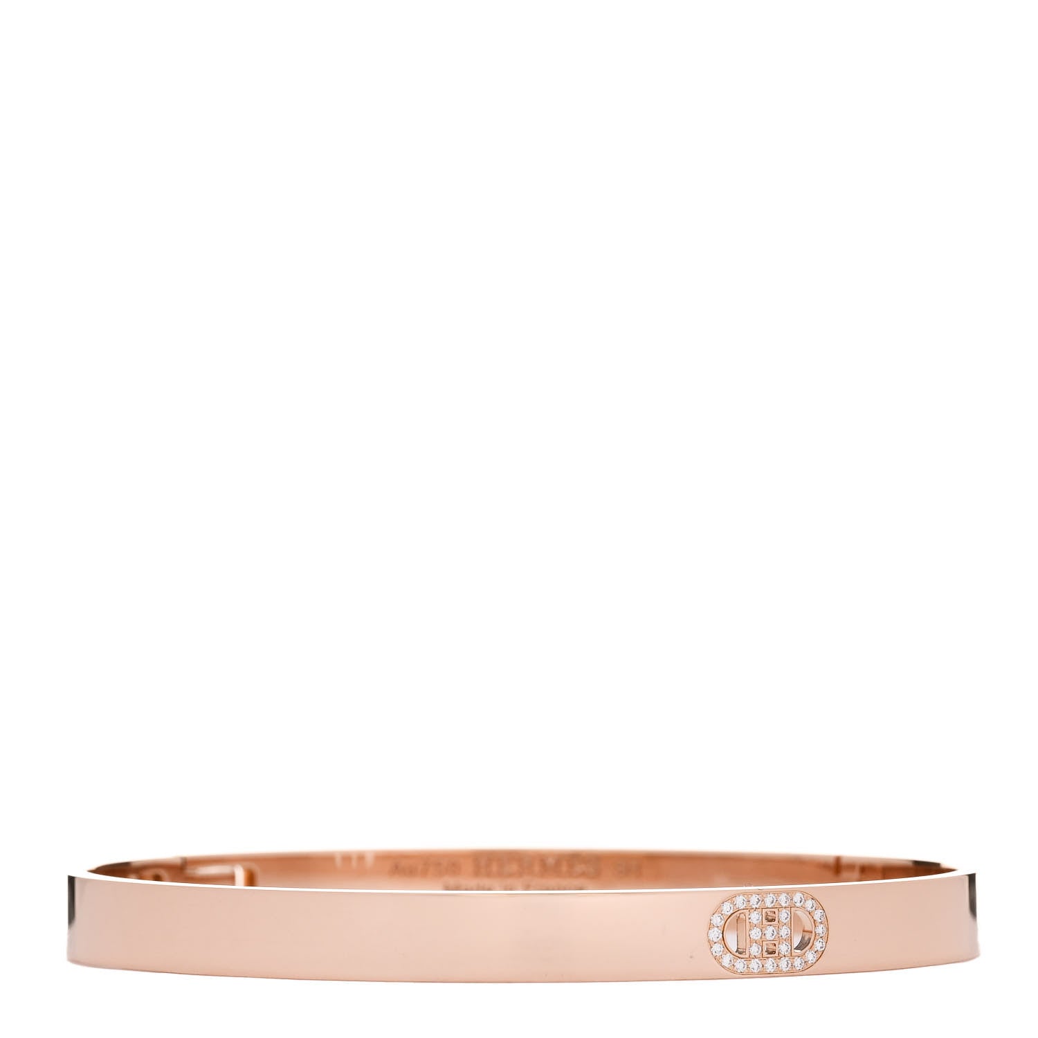 Hermes 18K Rose Gold Diamond PM H D'Ancre Bracelet SH 1 of 4