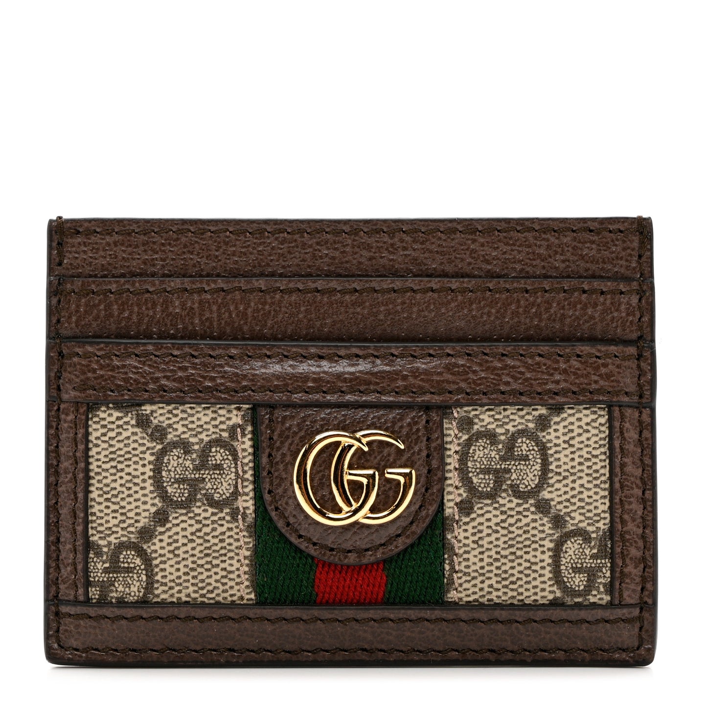 GG Supreme Monogram Ophidia Card Holder Brown