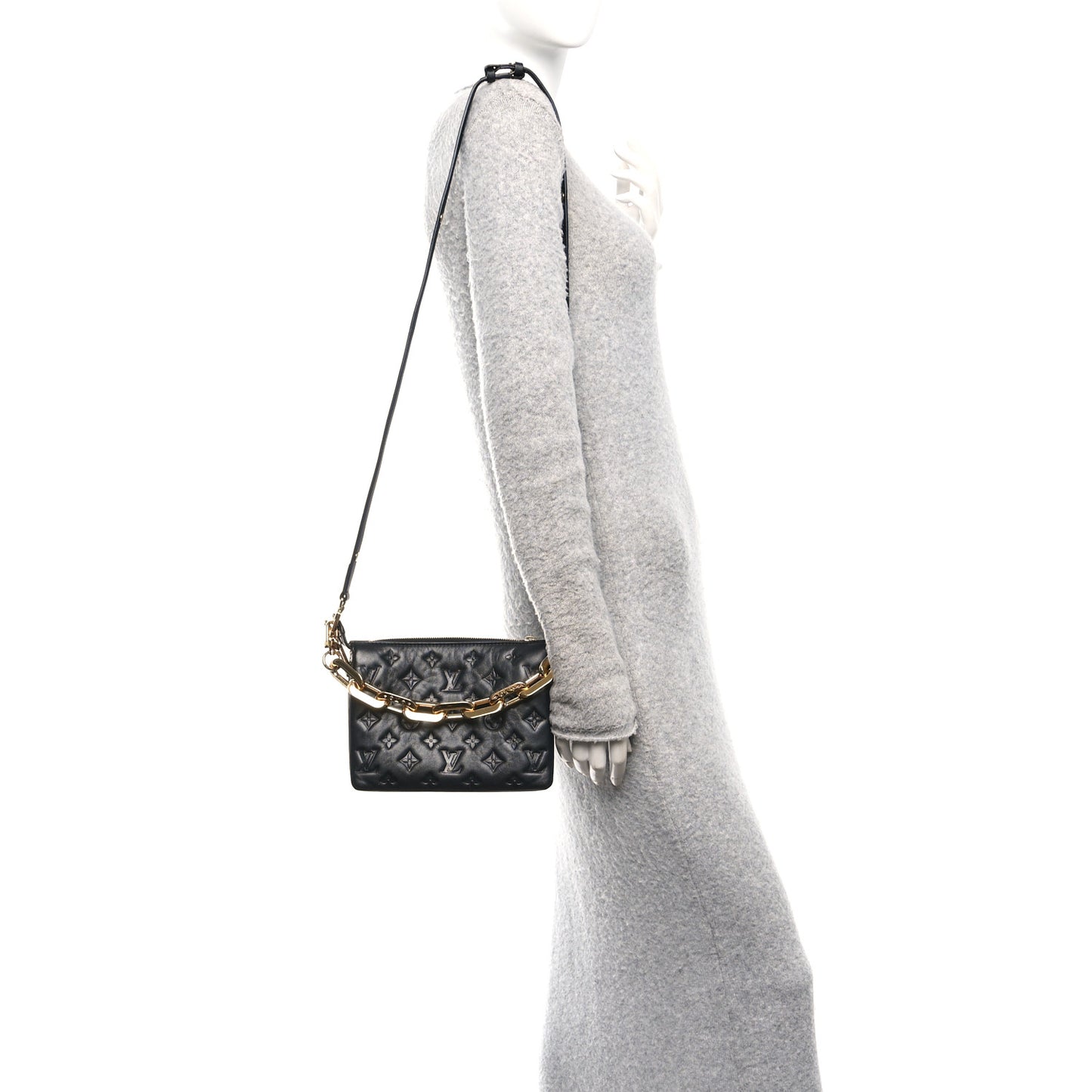 Lambskin Embossed Monogram Coussin BB Black Black