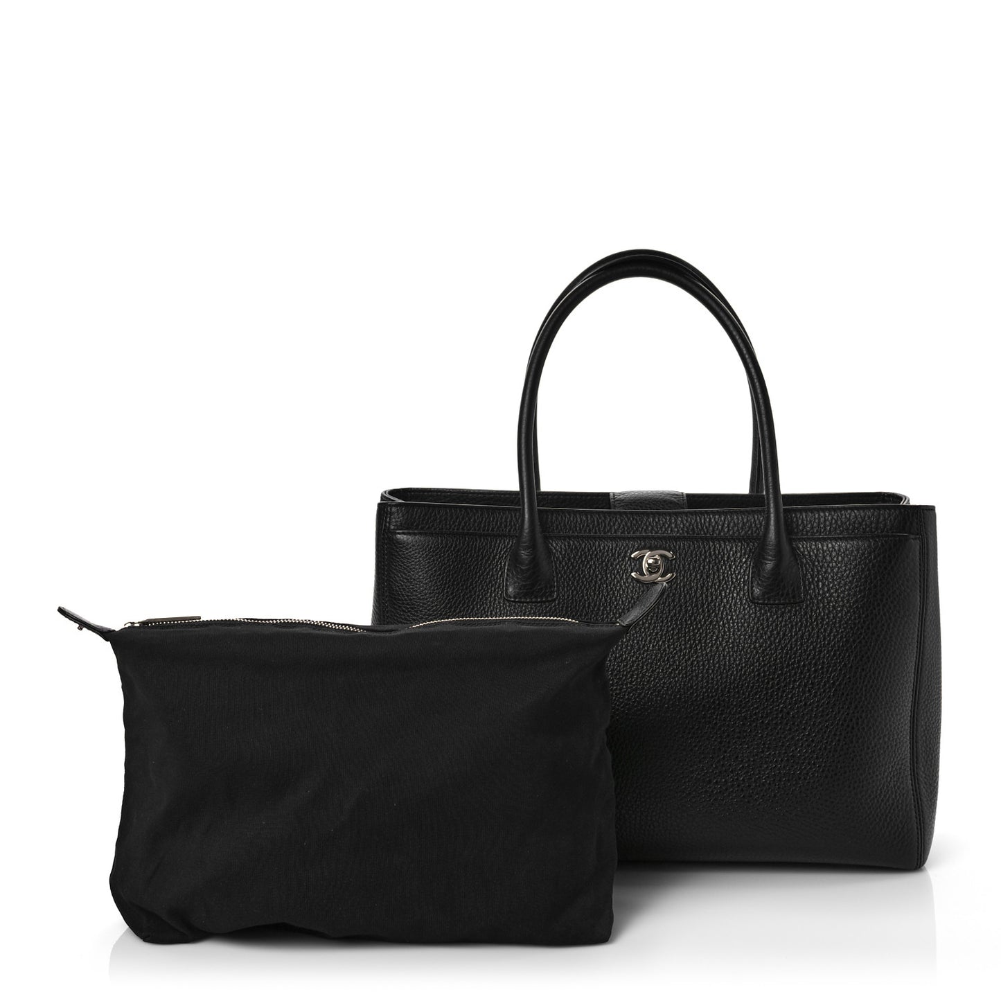 Calfskin Cerf Executive Shopper Tote Black
