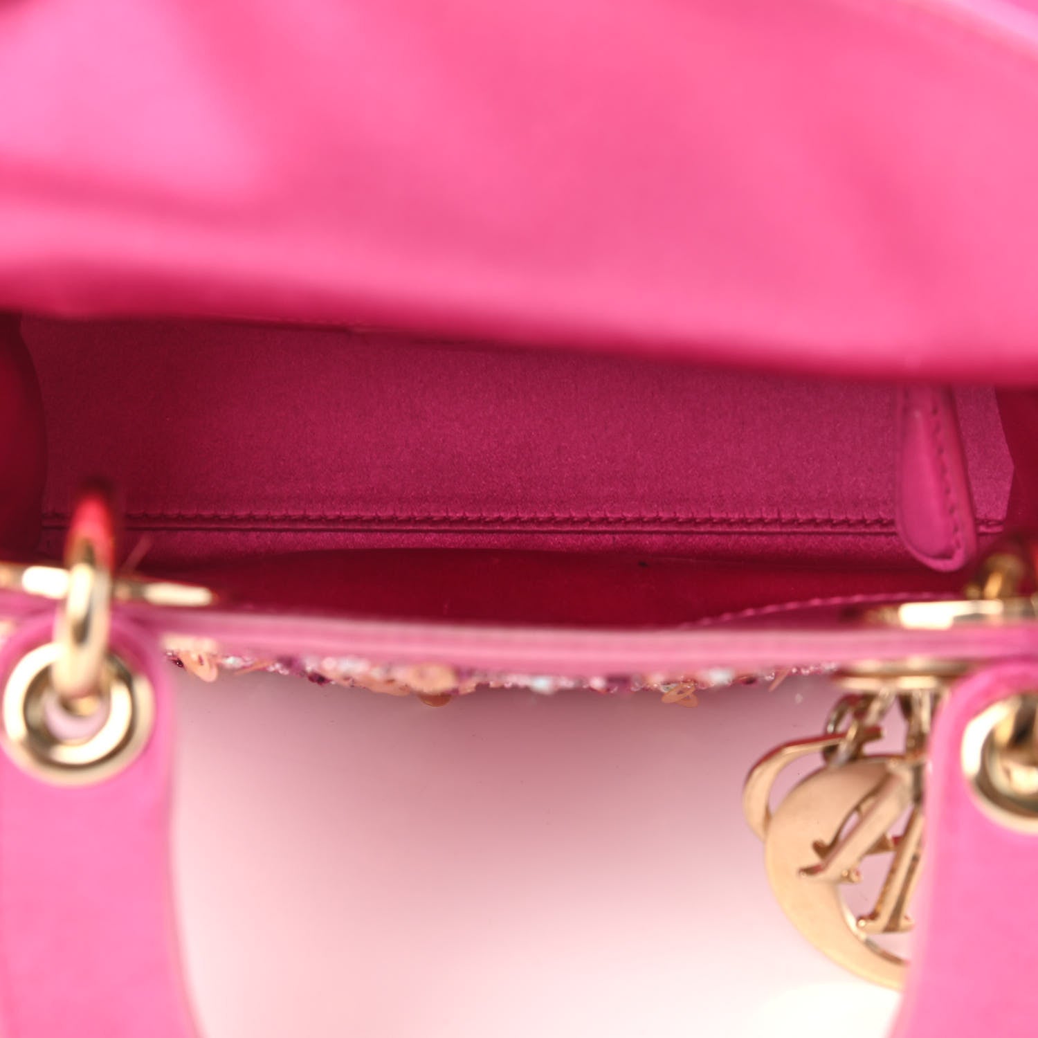 Christian Dior Satin Sequin Mini Lady Dior Pink 7 of 10