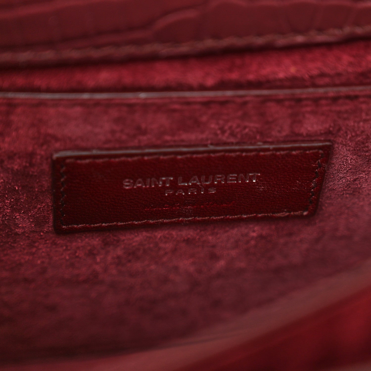 Saint Laurent Calfskin Crocodile Embossed Medium Monogram Sunset Rouge Legion 7 of 12