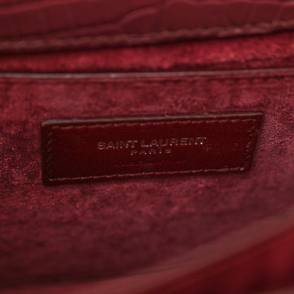 Saint Laurent Calfskin Crocodile Embossed Medium Monogram Sunset Rouge Legion 7 of 12