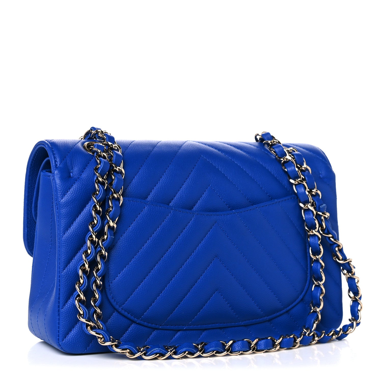 Chanel Caviar Chevron Quilted Small Double Flap Blue 2 of 9