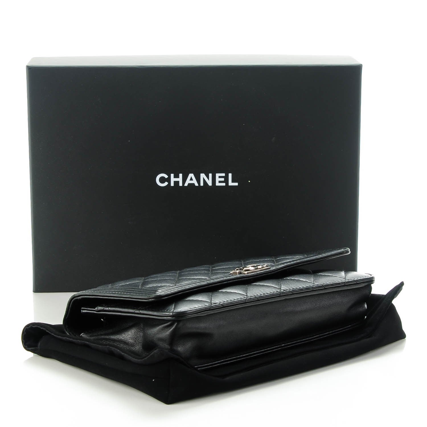 Chanel Lambskin Quilted Boy Wallet On Chain WOC Black 4 of 11