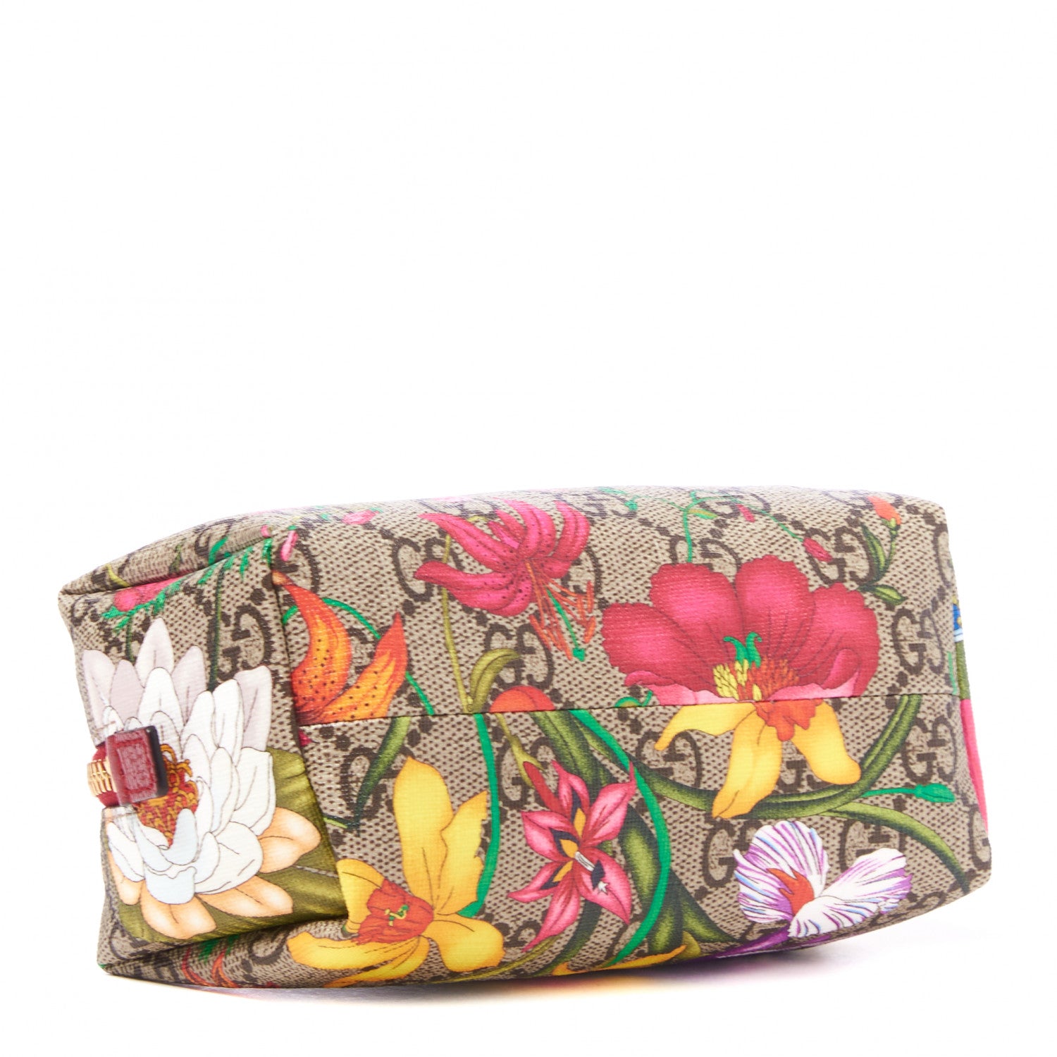 Gucci Soft GG Supreme Monogram Flora Calfskin Small Ophidia Cosmetic Case Beige Ebony Multicolor Rosso 3 of 11