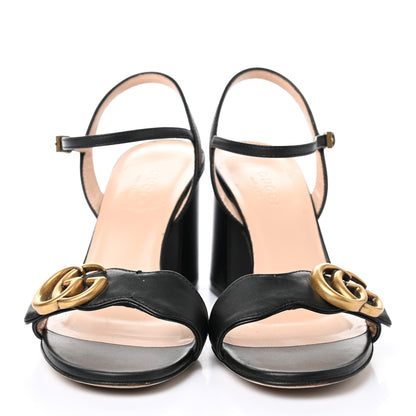 Gucci Lifford Calfskin GG Marmont Ankle Wrap 75mm Sandals 35 Black 2 of 11