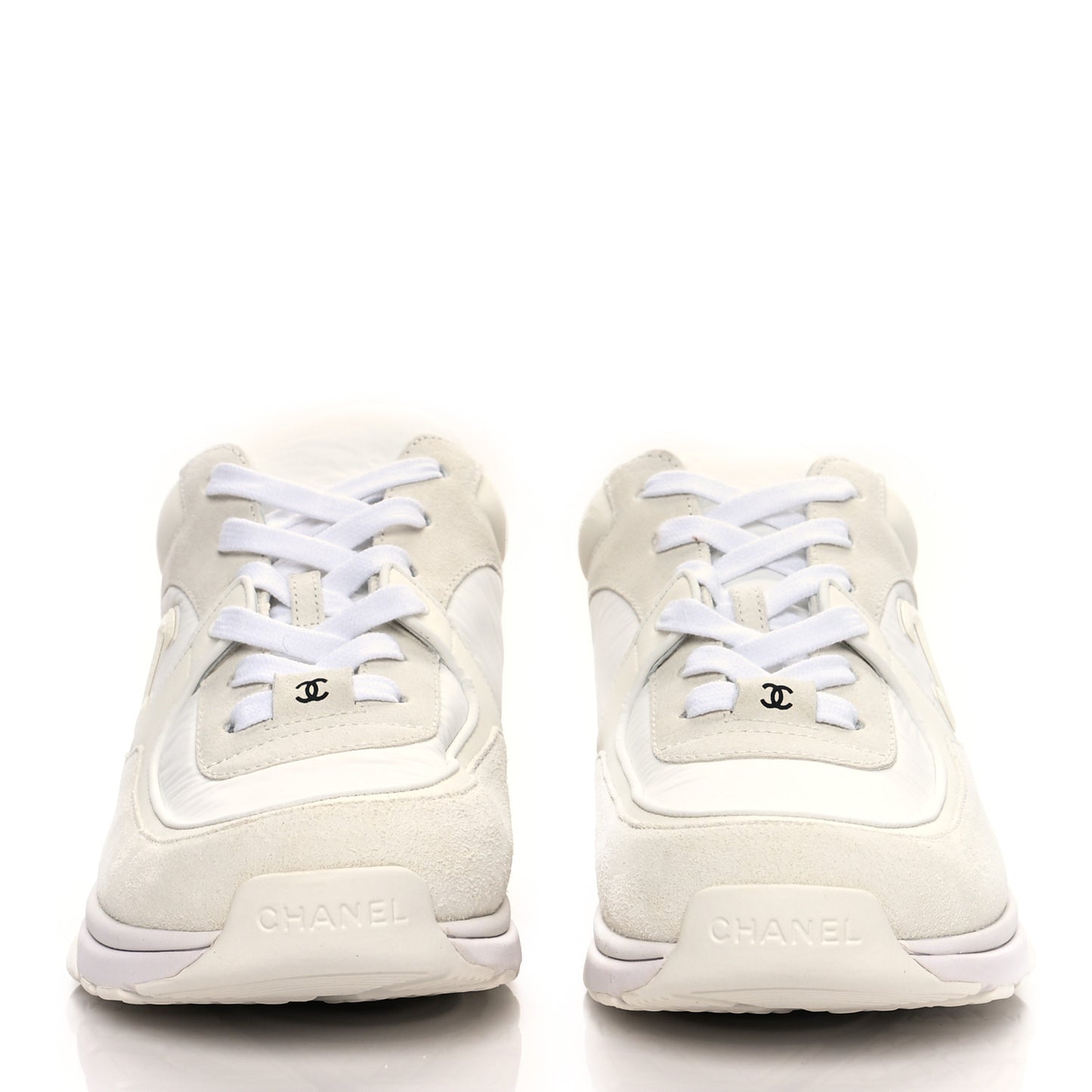 Nylon Calfskin Suede Fabric CC Sneakers 39.5 White