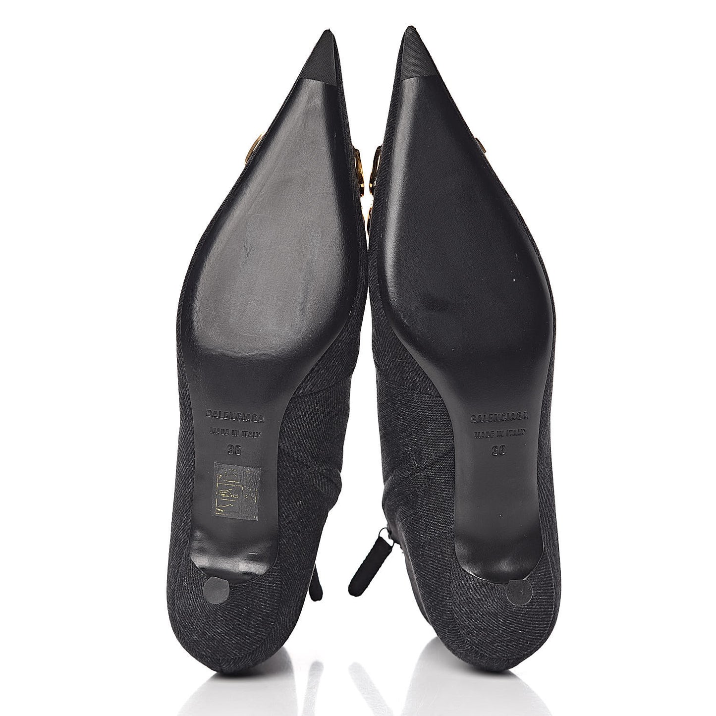 Denim BB Pointy Toe Ankle Booties 36 Black Vintage