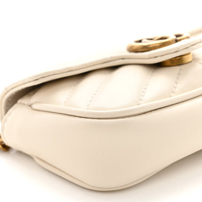 Gucci Calfskin Matelasse Heart GG Marmont 2.0 Coin Purse On A Chain Mystic White 8 of 9