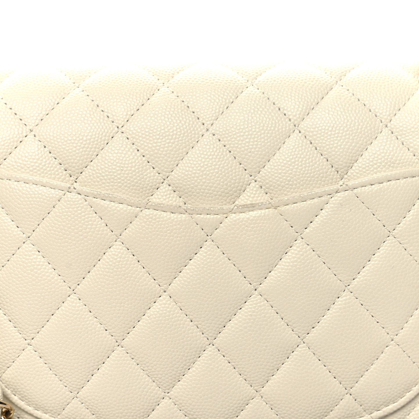 Caviar Quilted Medium Double Flap White