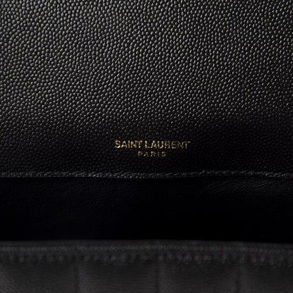 Saint Laurent Grain De Poudre Matelasse Monogram Large Vicky Chain Bag Black 8 of 11