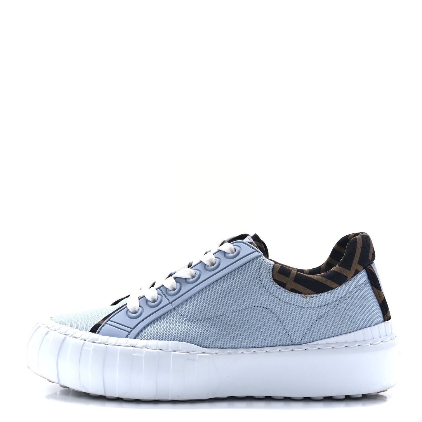 Canvas Lycra TPU FF Womens Fendi Force Low Top Sneakers 36 Sky Tobacco Black