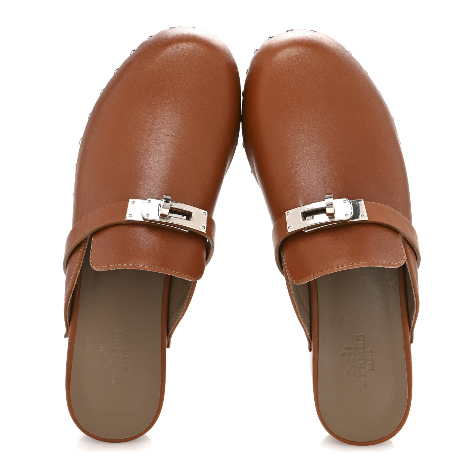 Hermes Heritage Calfskin Carlotta Mules 35 Naturel 2 of 13