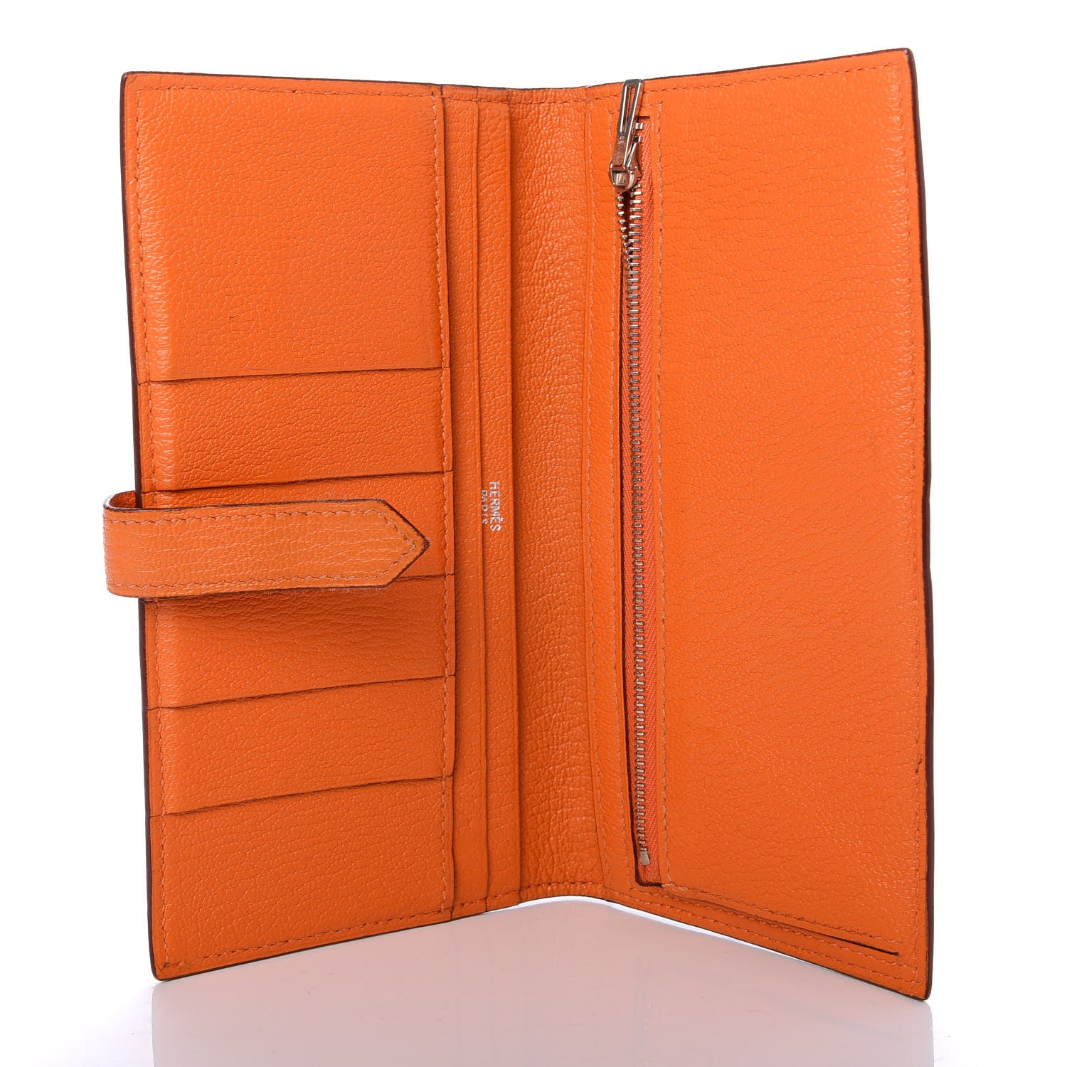 Hermes Chevre Mysore Bearn Gusset Wallet Orange 5 of 7