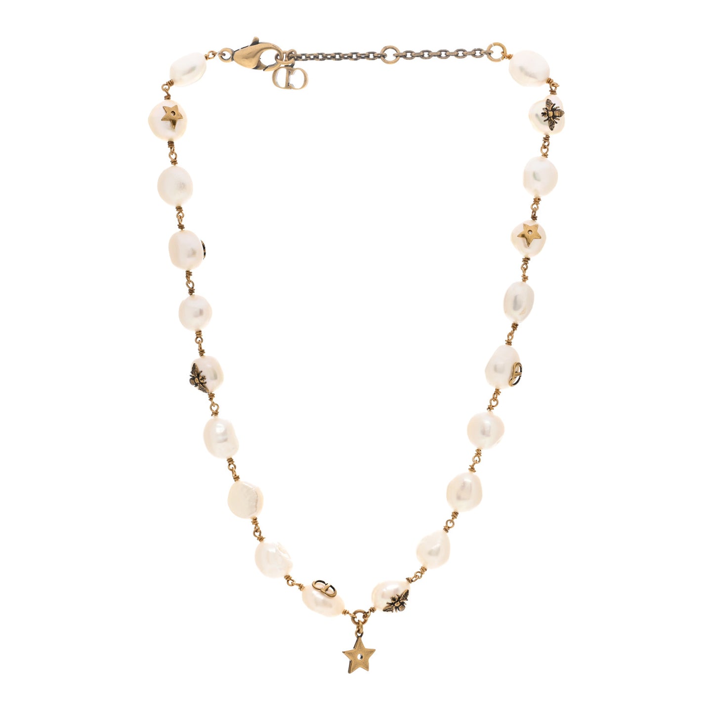 Pearl Star Choker Necklace Gold