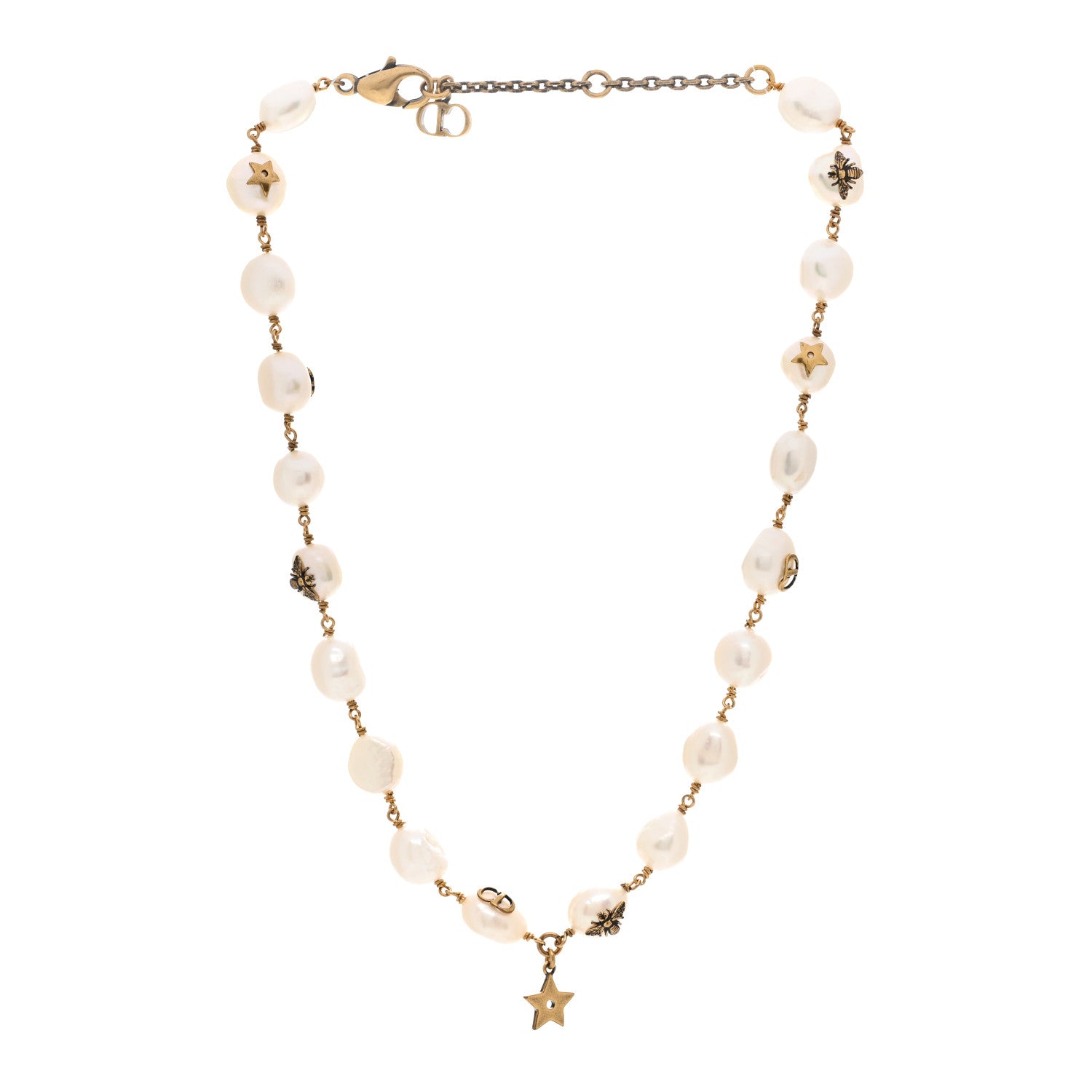 Christian Dior Pearl Star Choker Necklace Gold 3 of 5