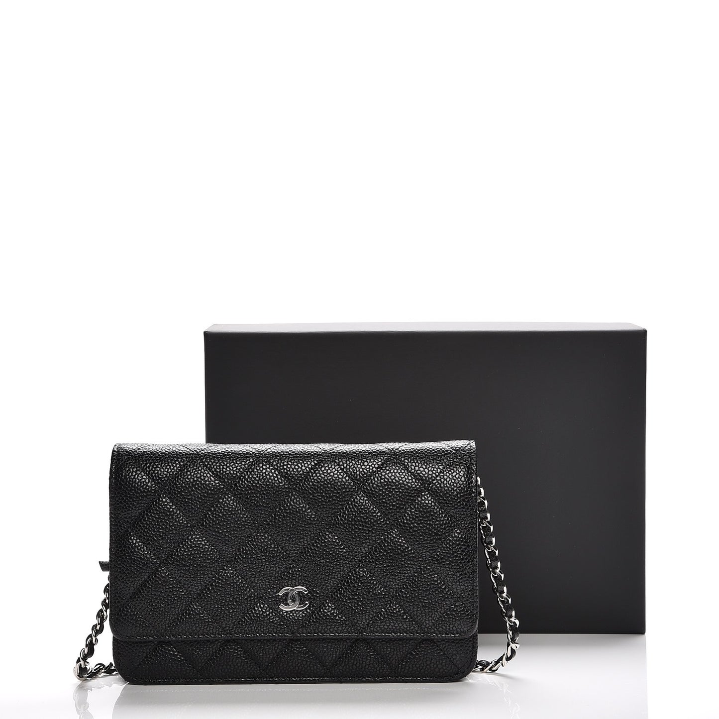 Caviar Quilted Wallet On Chain WOC Black