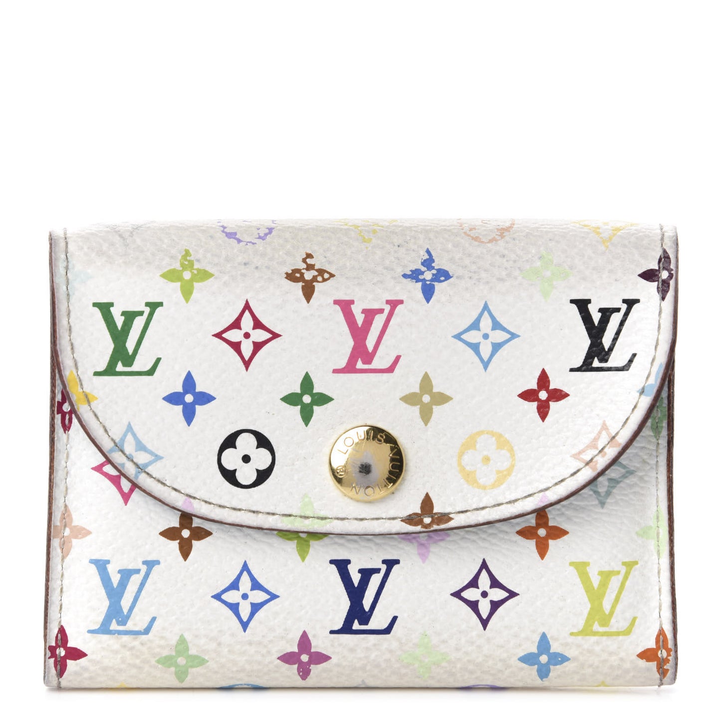 Monogram Multicolor Business Card Holder White Raisin