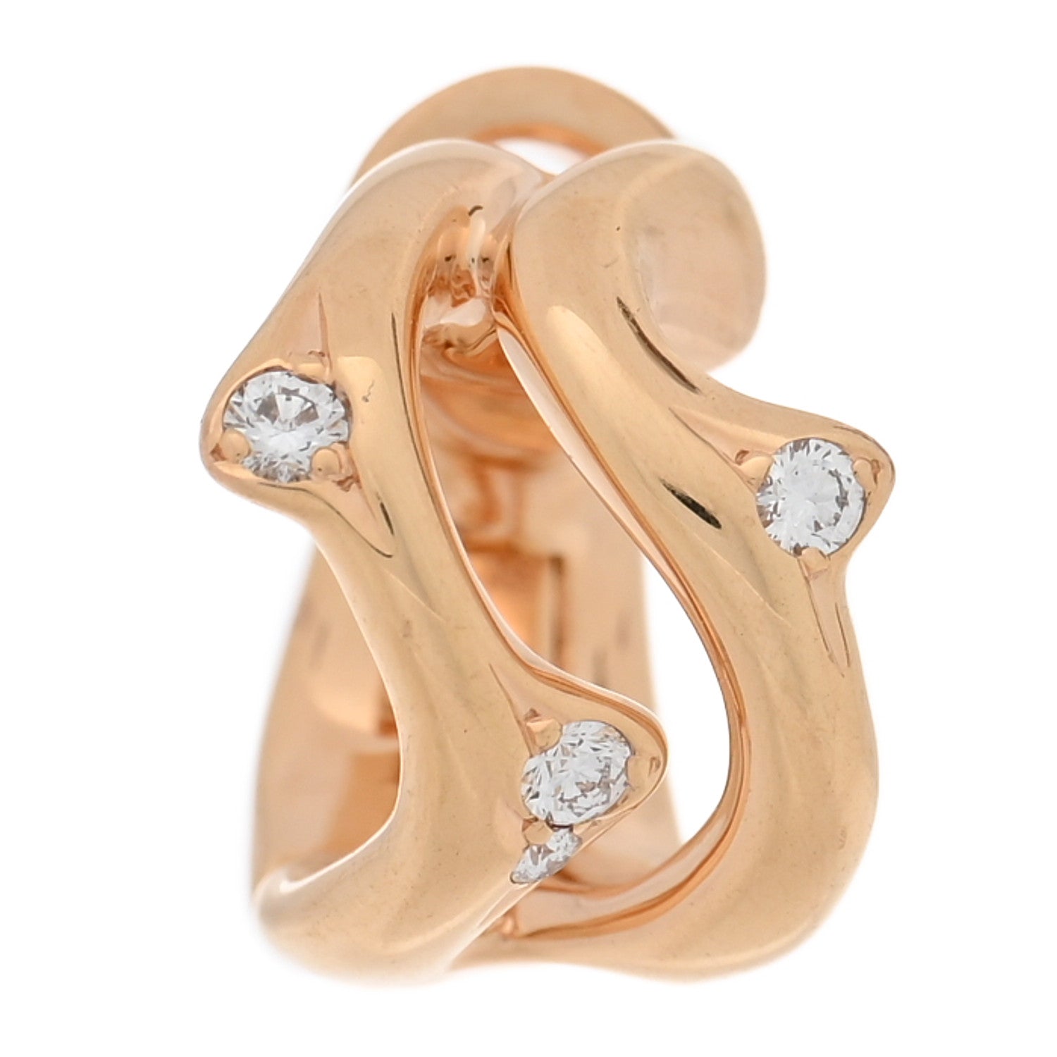 Christian Dior 18K Rose Gold Diamond Bois de Rose Single Ear Cuff Earring 1 of 5