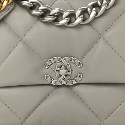 Chanel Lambskin Quilted Large Chanel 19 Flap Light Grey 7 of 10