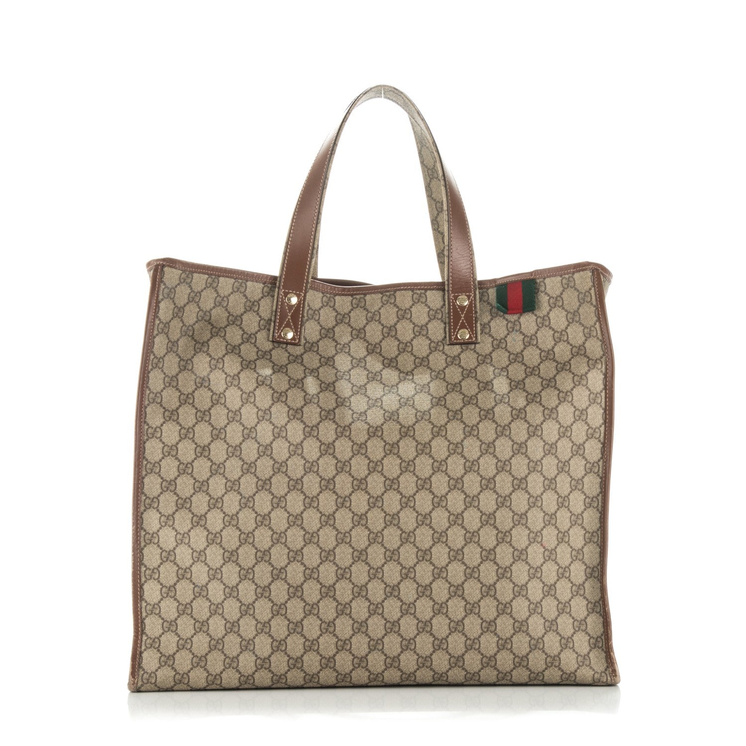 Gucci GG Plus Monogram Large Signature Web Loop Tote Brown 1 of 7