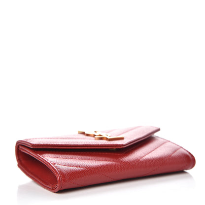 Saint Laurent Grain De Poudre Matelasse Chevron Small Monogram Envelope Wallet Rouge Eros 4 of 7